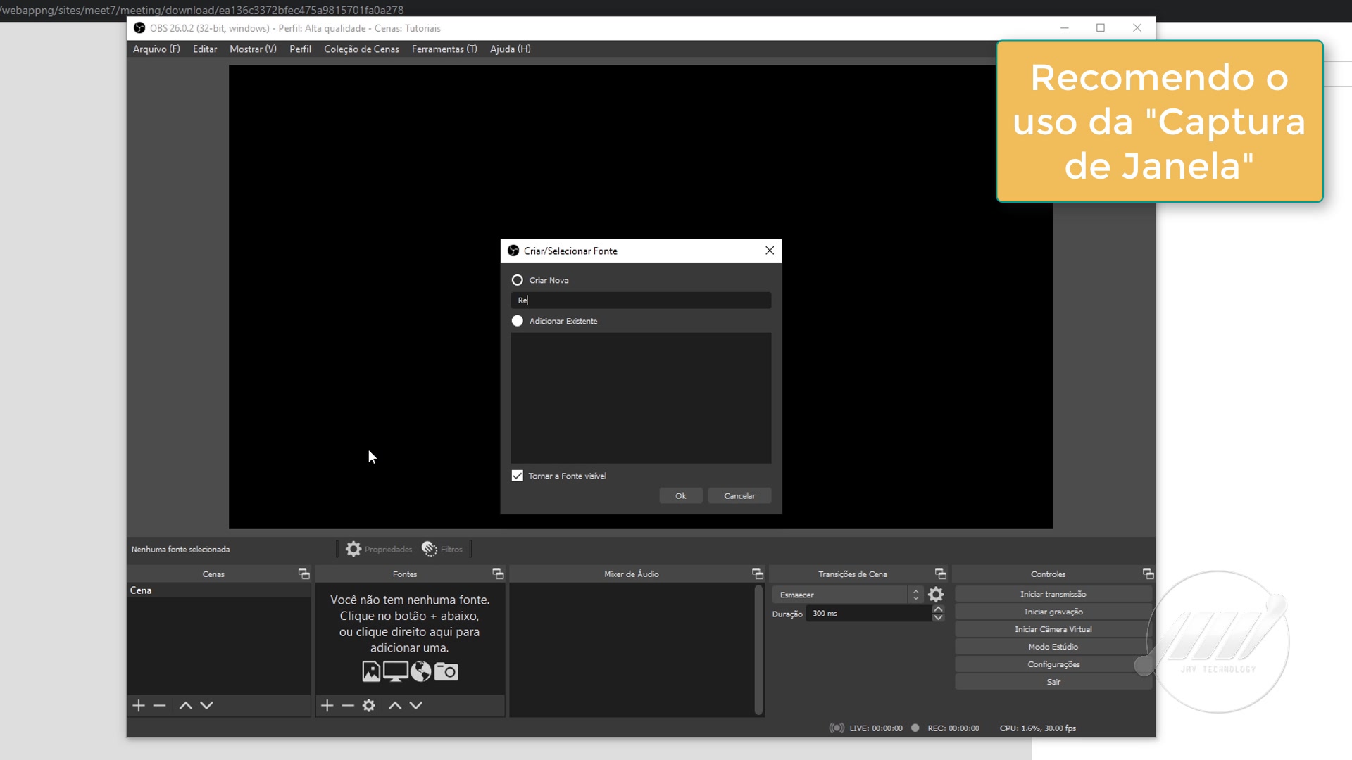 Como transmitir uma videoconferência do Webex pelo OBS — Josimar Machado, JMV Technology