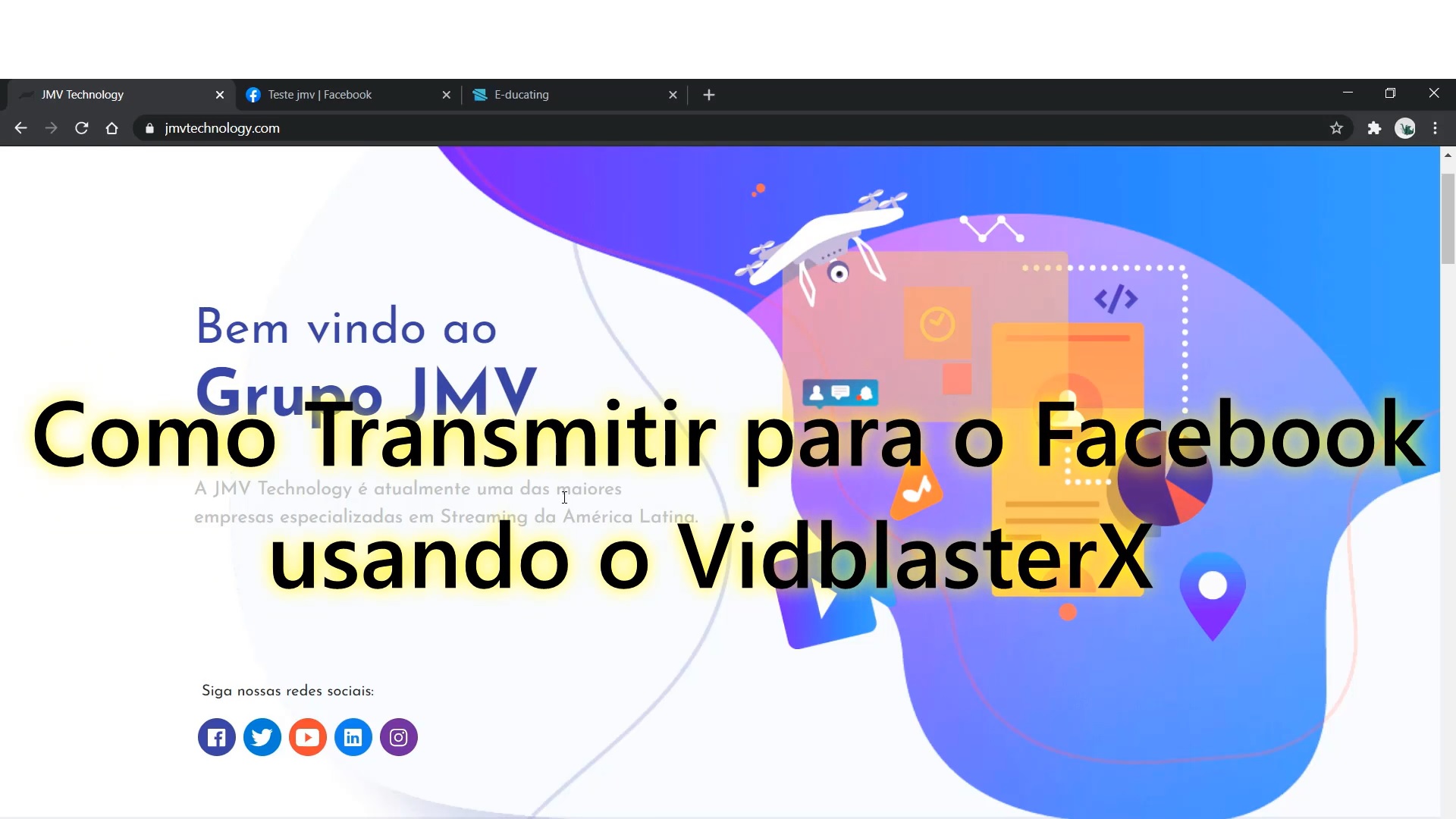 Como usar o VidBlasterX para live no Facebook — Josimar Machado, JMV Technology
