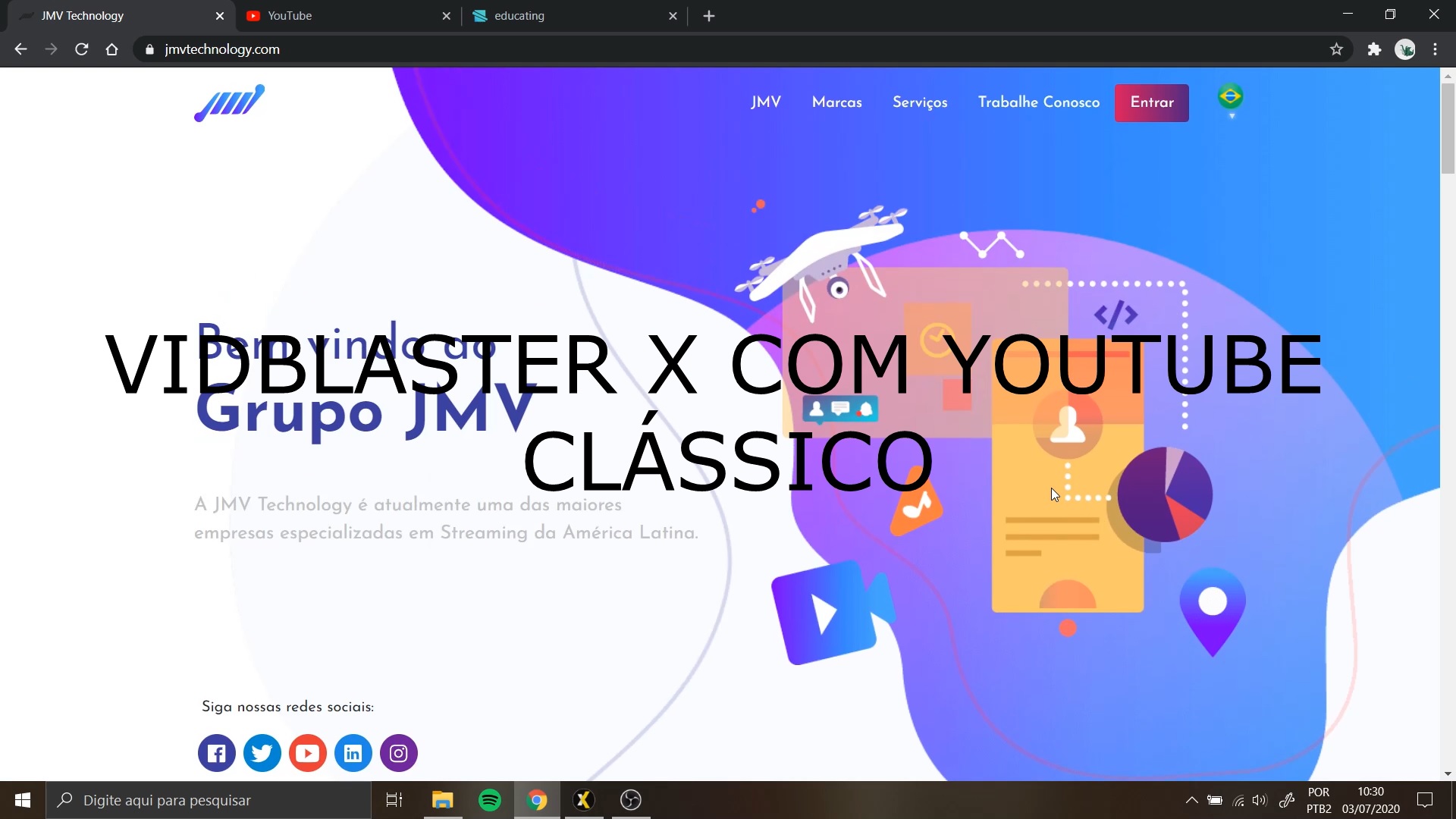 Live no YouTube pelo VidBlasterX (atualizado) — Josimar Machado, JMV Technology